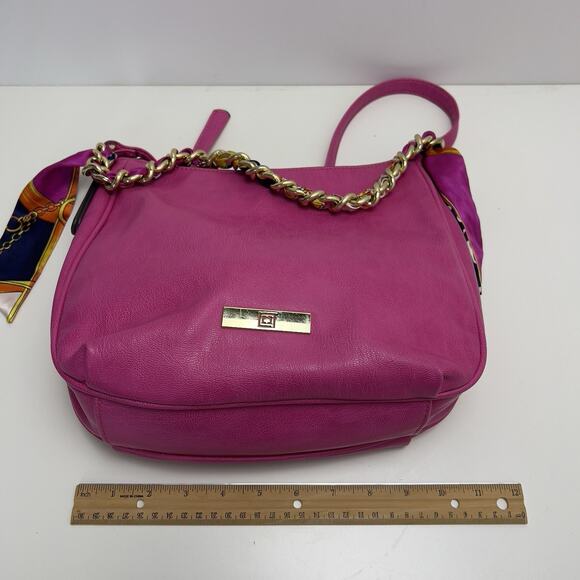 Liz Claiborne Hobo Faux Leather Pink Shoulder Bag New With Tag Chain Strap - Picture 4 of 8